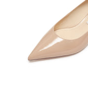 Taupe Patent Minimal Kitten Heeled Pumps