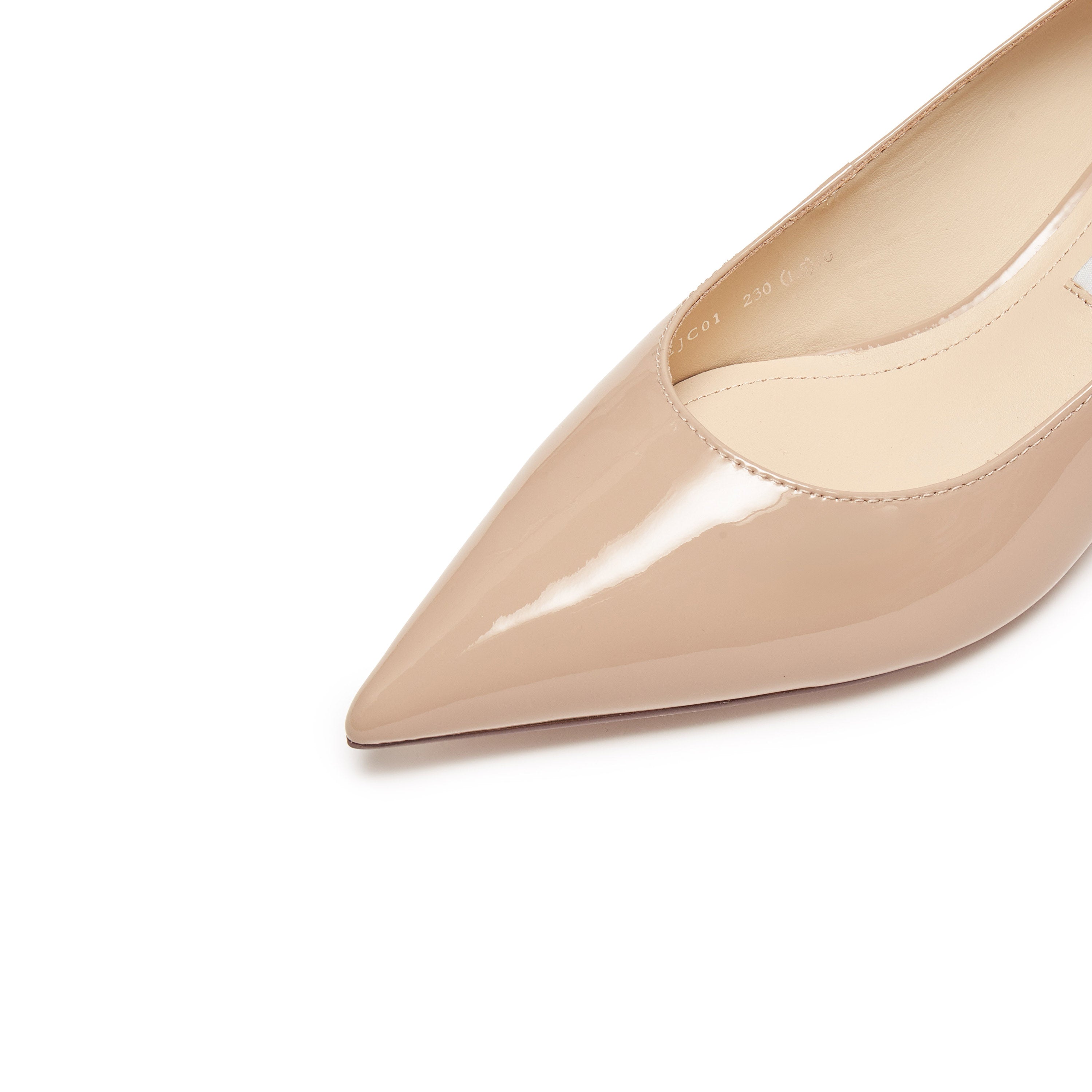 Taupe Patent Minimal Kitten Heeled Pumps