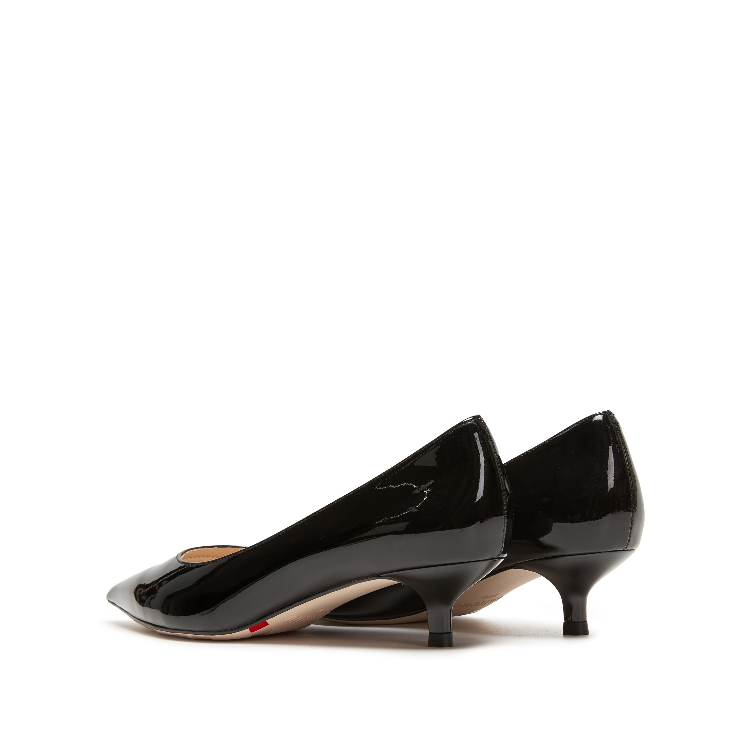 Black Patent Minimal Kitten Heeled Pumps