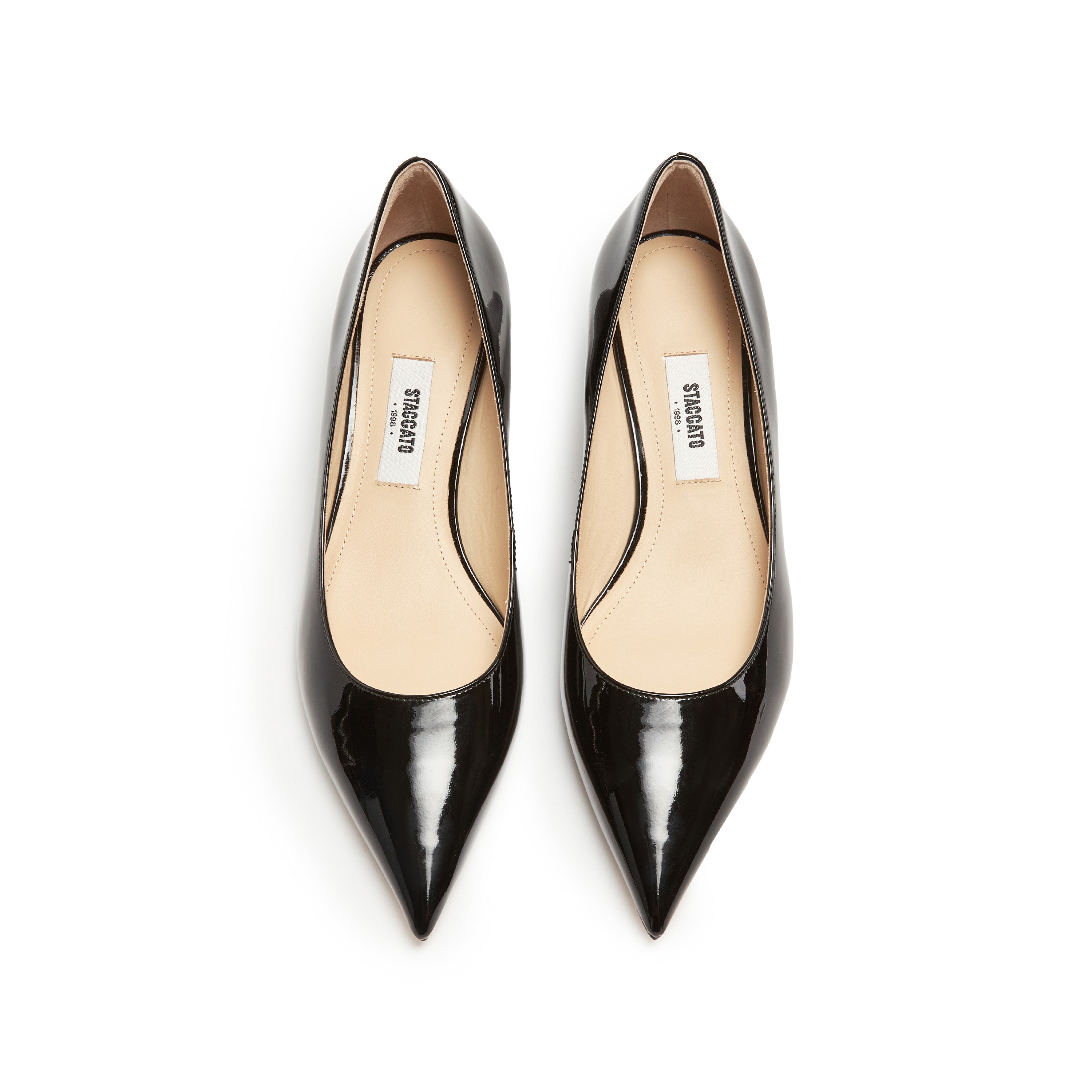 Black Patent Minimal Kitten Heeled Pumps