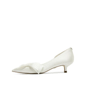STACCATO × VERA WANG Satin Front Bow Kitten Heel Pumps