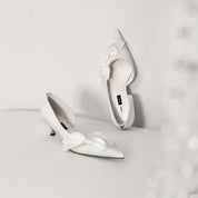 STACCATO × VERA WANG Satin Front Bow Kitten Heel Pumps