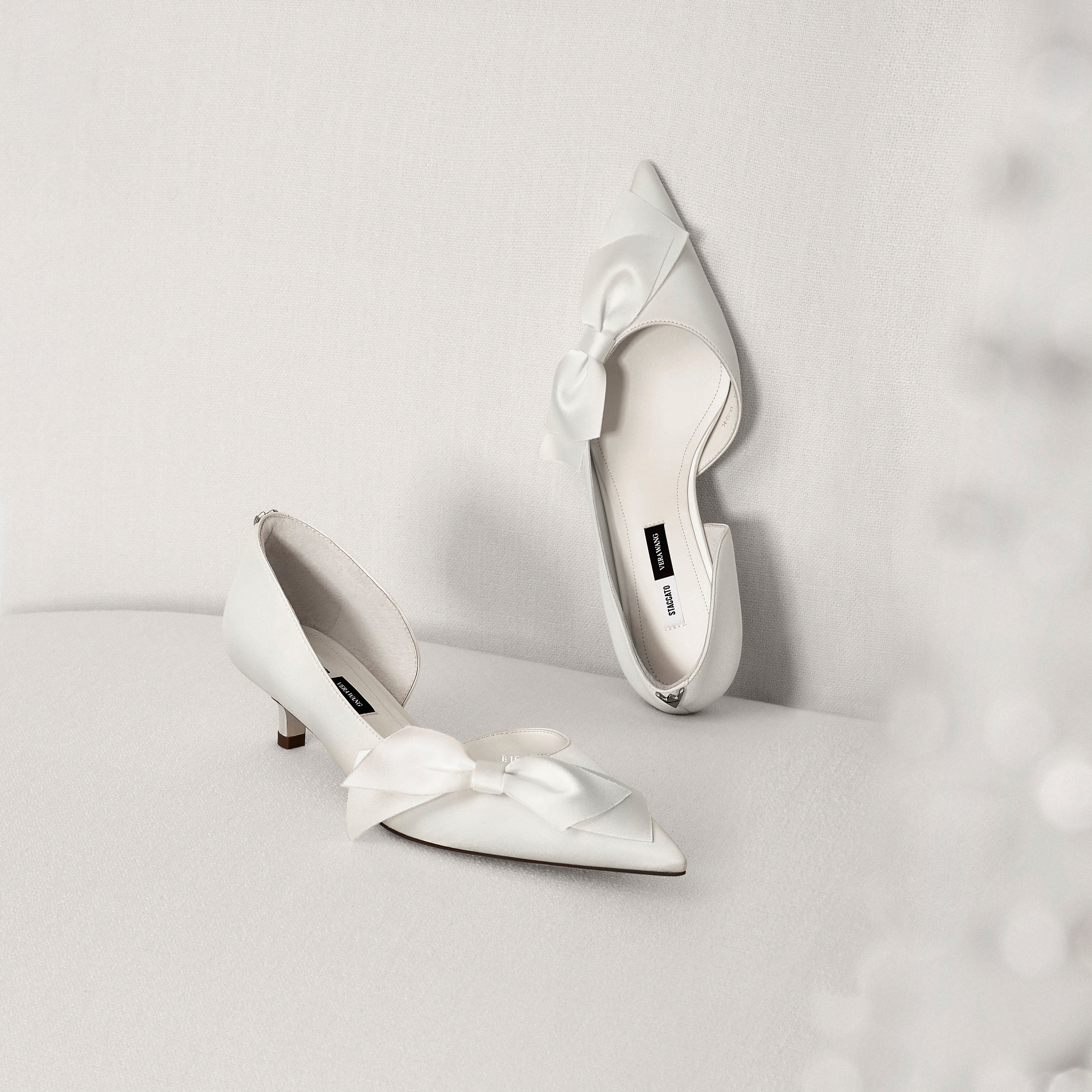 STACCATO × VERA WANG Sheep Front Bow Kitten Heel Pumps