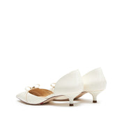 White Patent Bow Dressed Kitten Heeled Pumps
