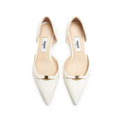 White Patent Bow Dressed Kitten Heeled Pumps