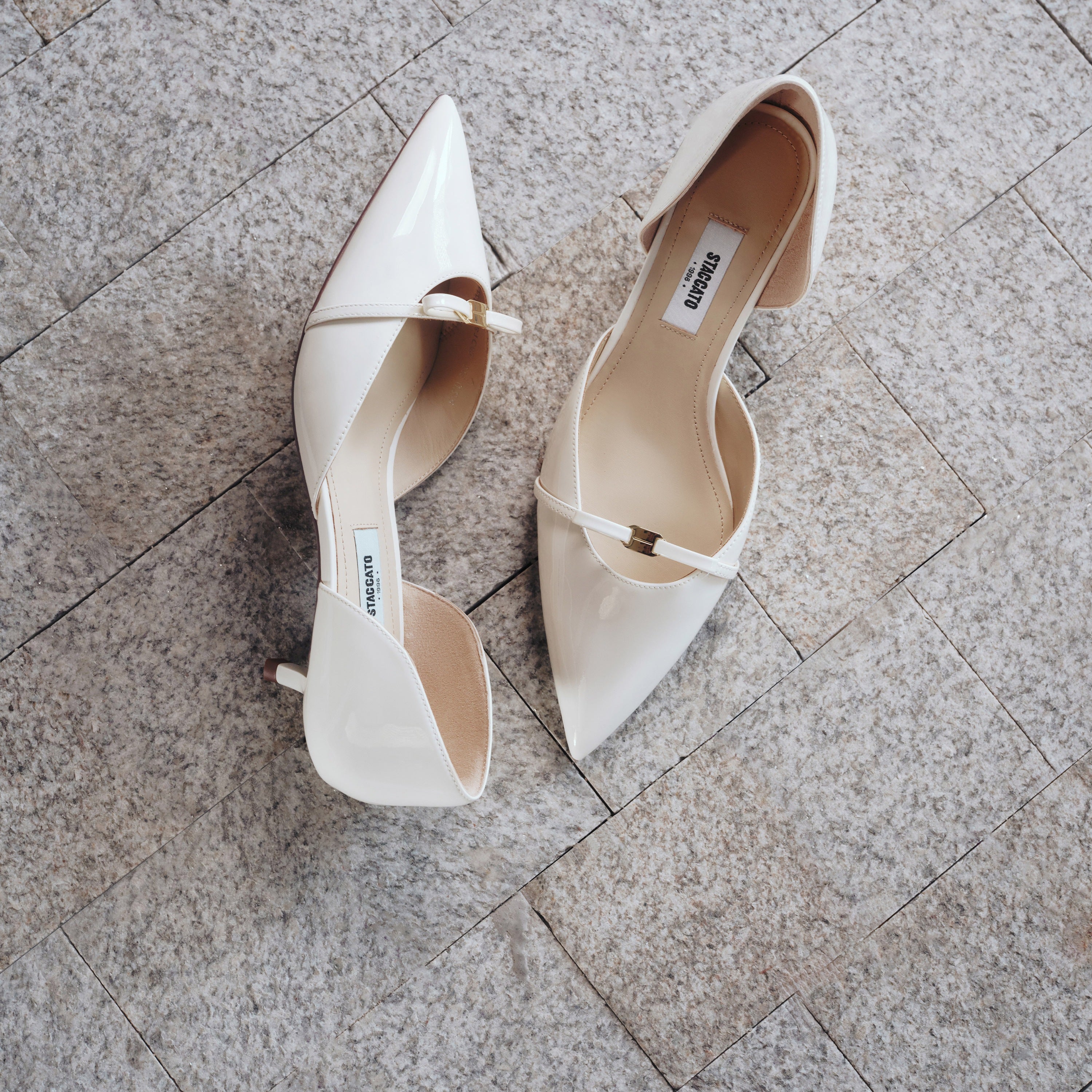 White Patent Bow Dressed Kitten Heeled Pumps