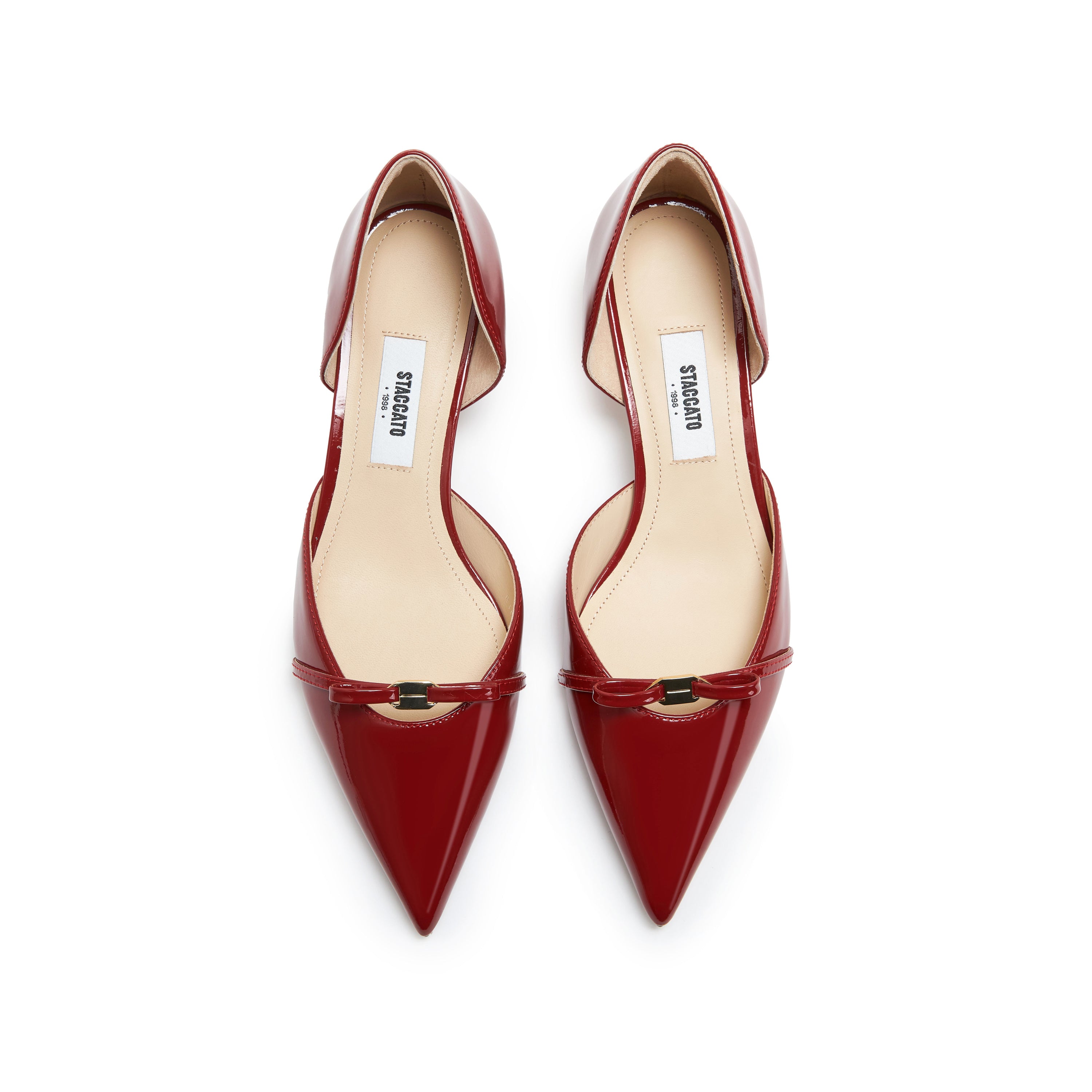 Red Patent Bow Dressed Kitten Heeled Pumps