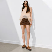 Beige Tassel Suede Vintage Strap Sandals