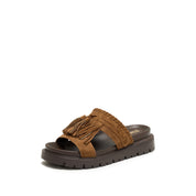 Brown Tassel Suede Vintage Strap Sandals