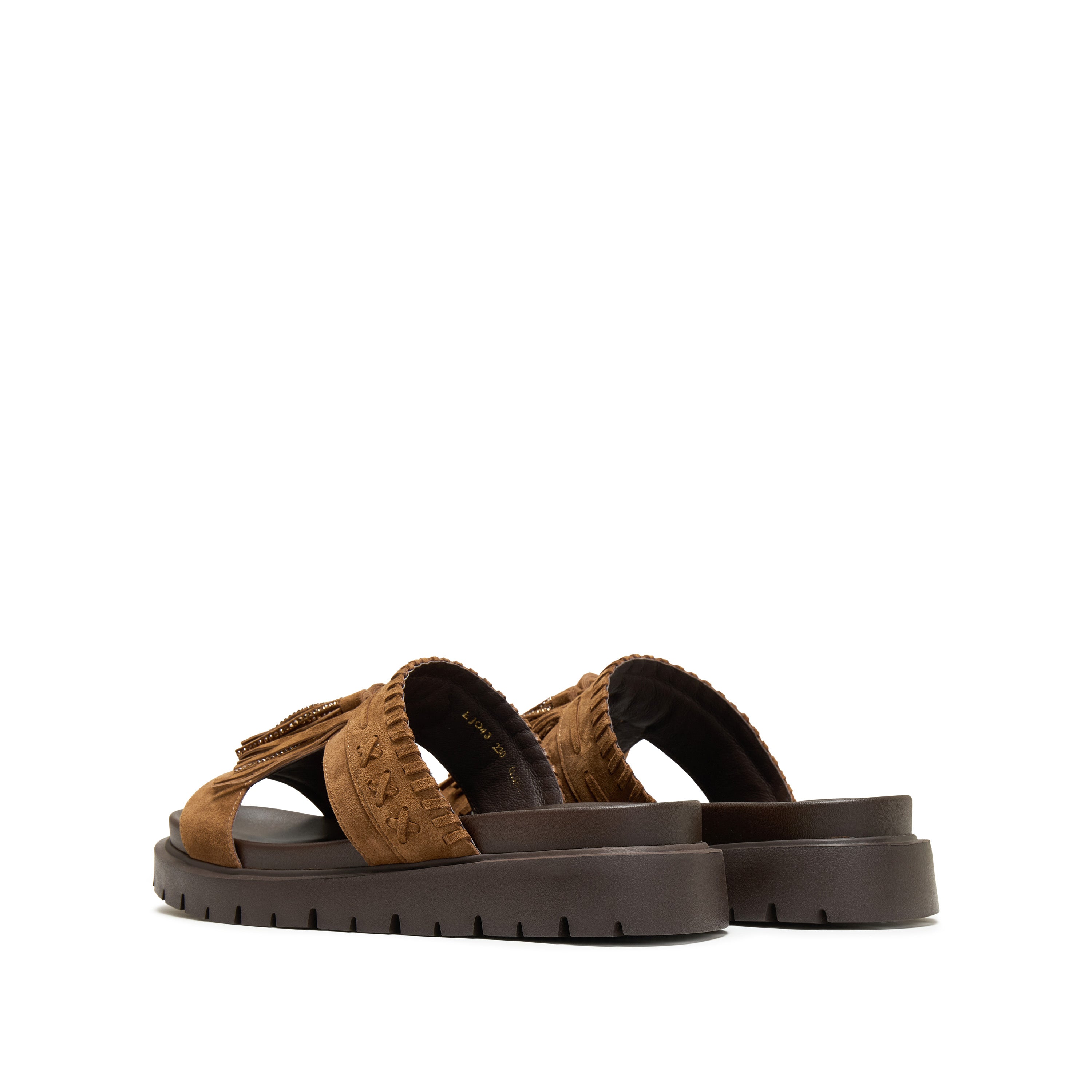 Brown Tassel Suede Vintage Strap Sandals