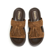 Brown Tassel Suede Vintage Strap Sandals