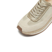 Mint Green Straw Patch Lace Up Sneakers