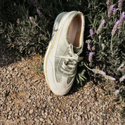 Mint Green Straw Patch Lace Up Sneakers