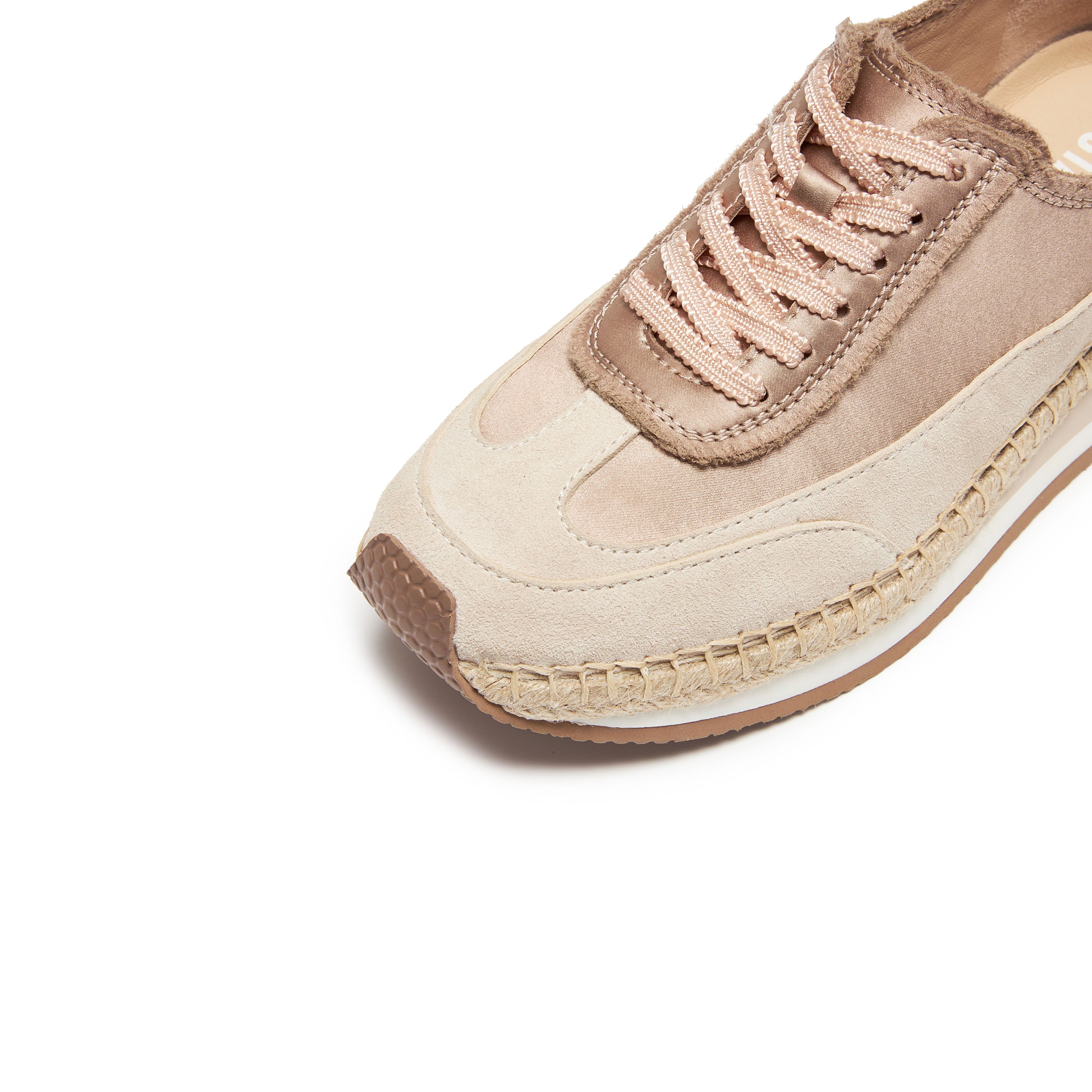 Light Brown Straw Patch Lace Up Sneakers