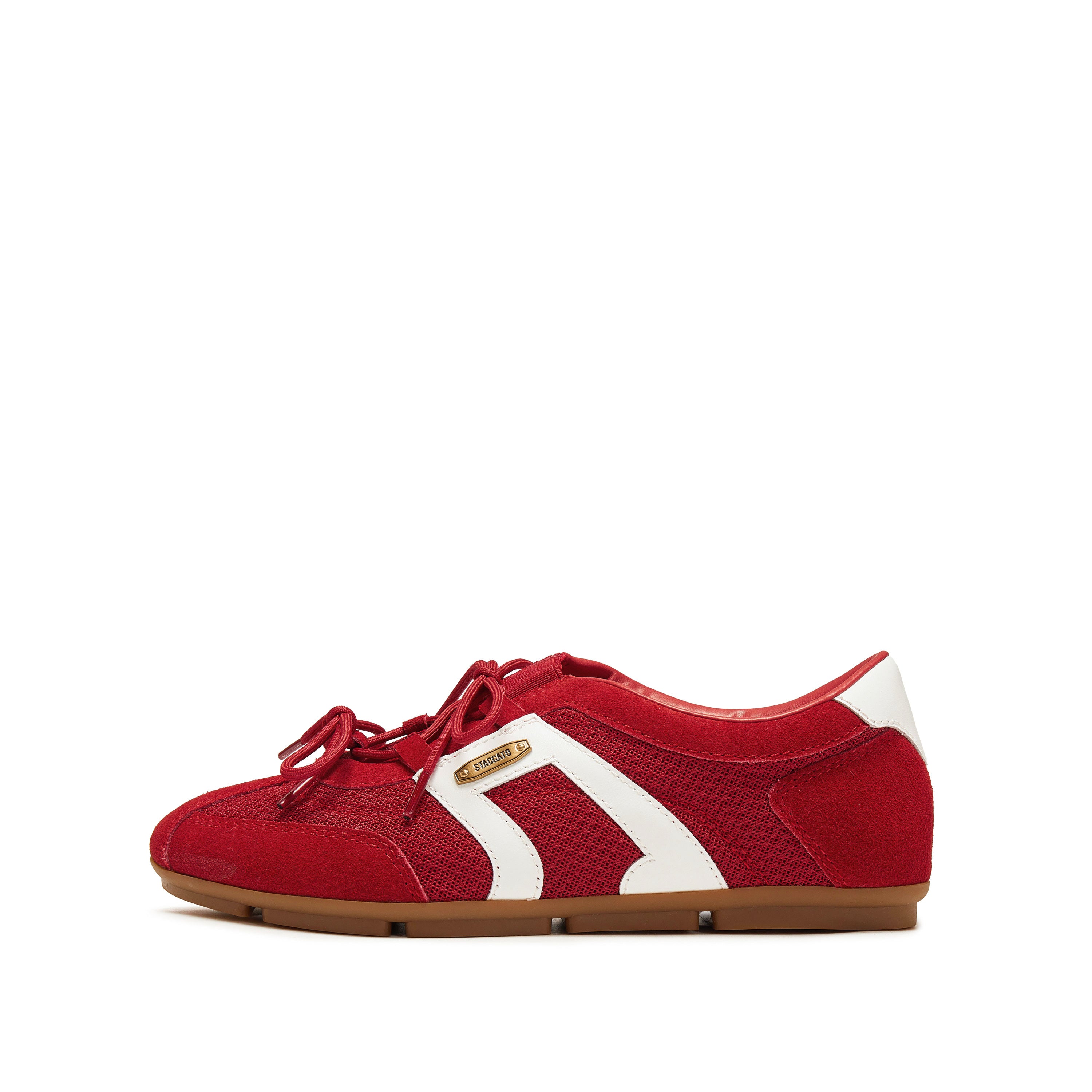 Red Double Bow Slip On Ballet Runners