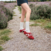 Red Double Bow Slip On Ballet Runners