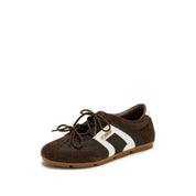 Brown Double Bow Slip On Ballet Runners