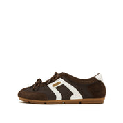 Brown Double Bow Slip On Ballet Runners