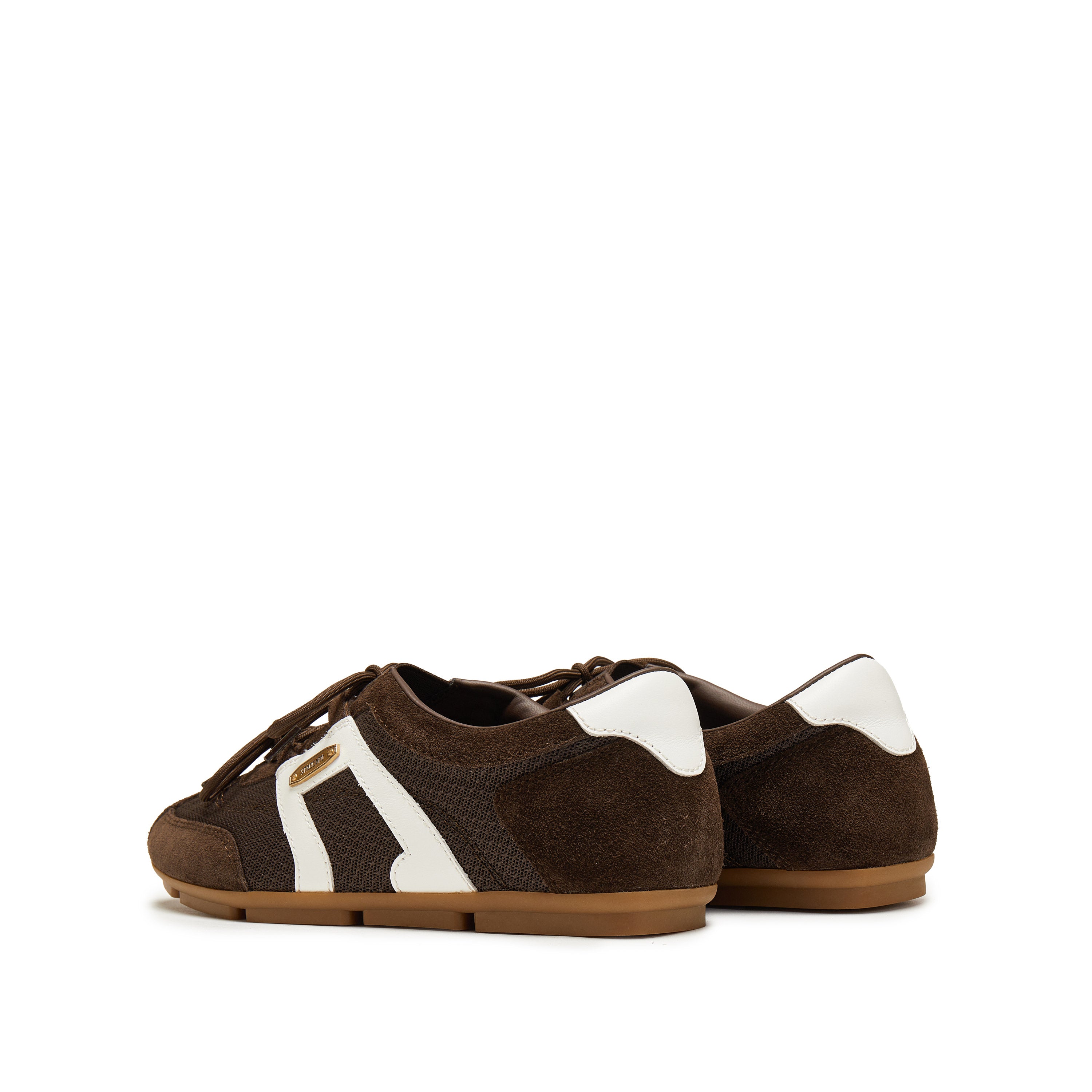 Brown Double Bow Slip On Ballet Runners
