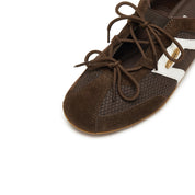 Brown Double Bow Slip On Ballet Runners