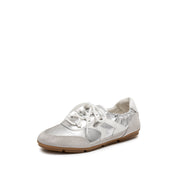Silver Patch Lace Up Slip On Ballet Runners