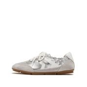 Silver Patch Lace Up Slip On Ballet Runners