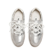 Silver Patch Lace Up Slip On Ballet Runners