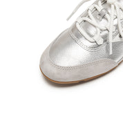 Silver Patch Lace Up Slip On Ballet Runners
