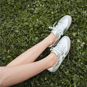 Silver Patch Lace Up Slip On Ballet Runners