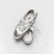 Silver Patch Lace Up Slip On Ballet Runners