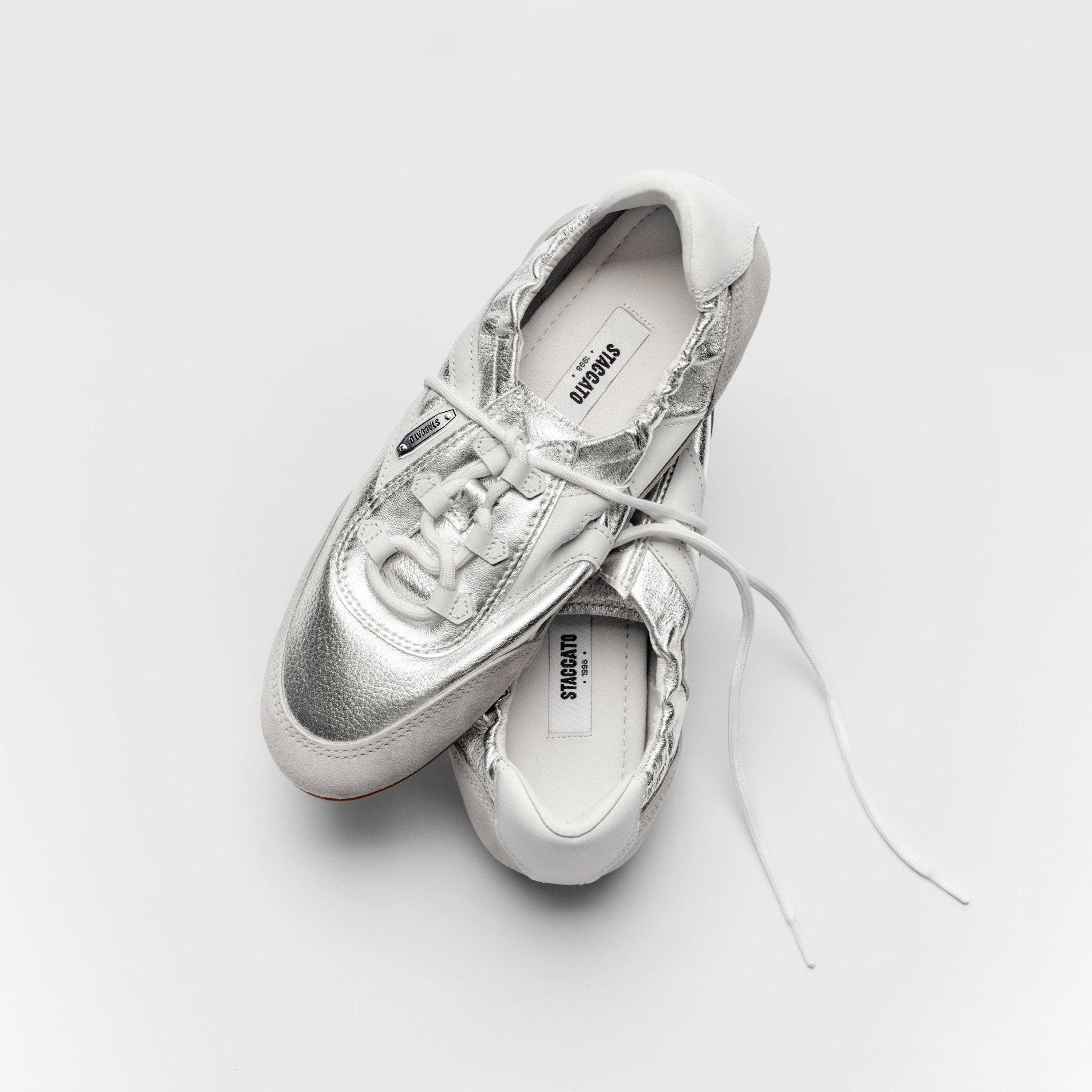 Silver Patch Lace Up Slip On Ballet Runners