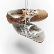 Camel Patch Lace Up Slip On Ballet Runners