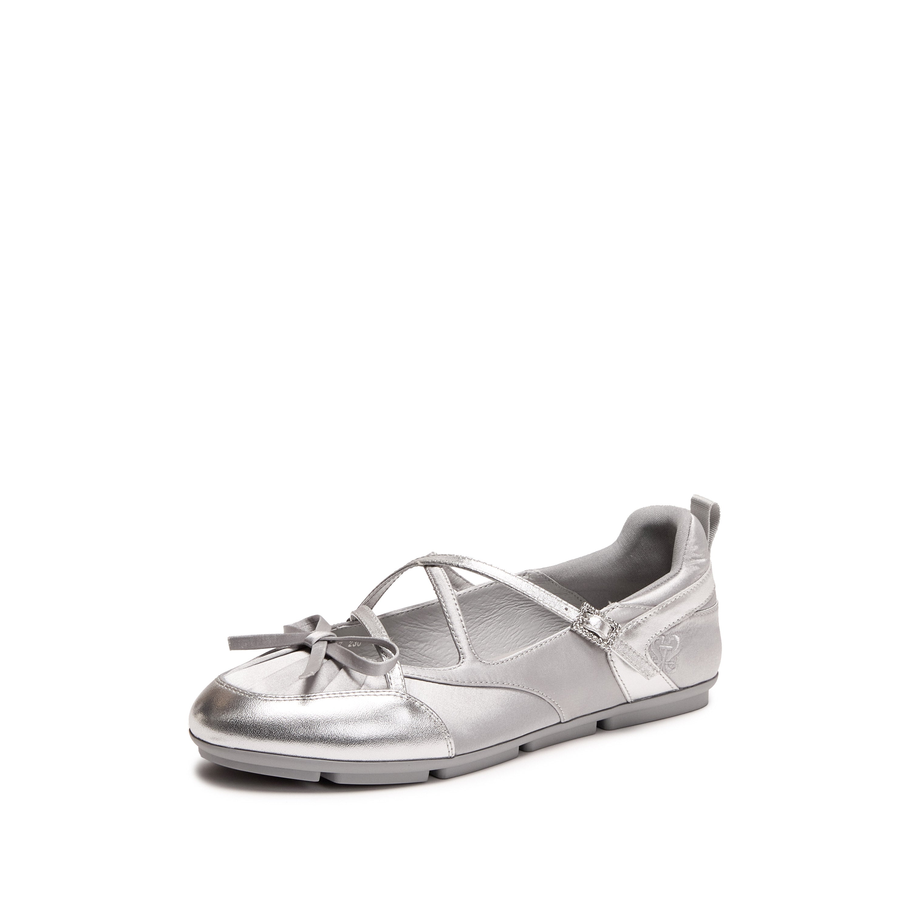 Grey Bow Patch Mary Jane Ballet Runners