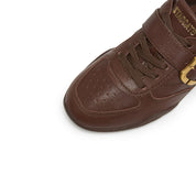 Vintage Buckle Strap Bownie Leather Lace-up Runner