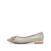 Lige Grey Embossed Golden Buckle Bow Flats