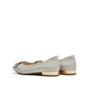 Lige Grey Embossed Golden Buckle Bow Flats