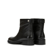 STACCATO Black Leather Ankle Boots with Logo Metal-Button Back Zip