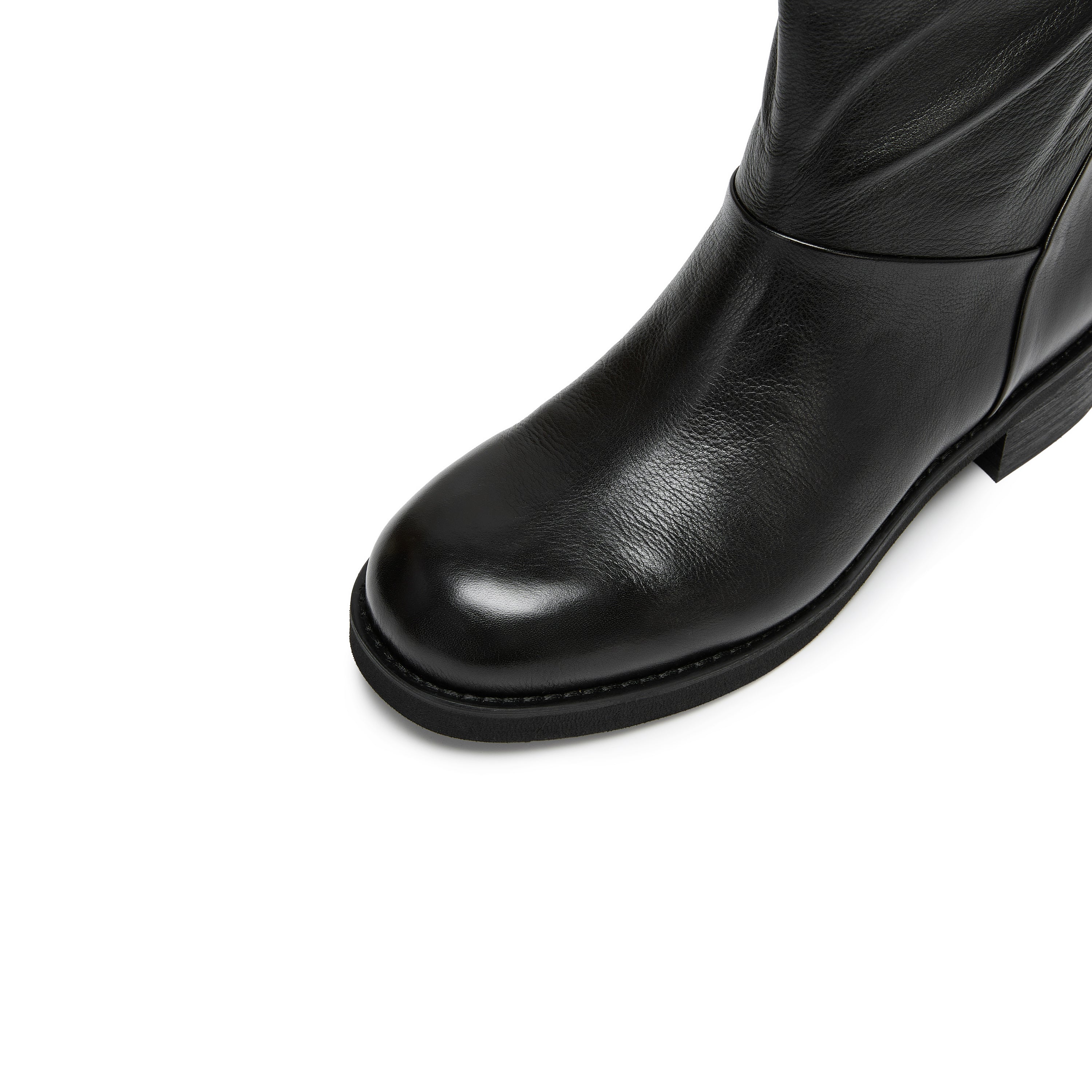 STACCATO Black Leather Ankle Boots with Logo Metal-Button Back Zip