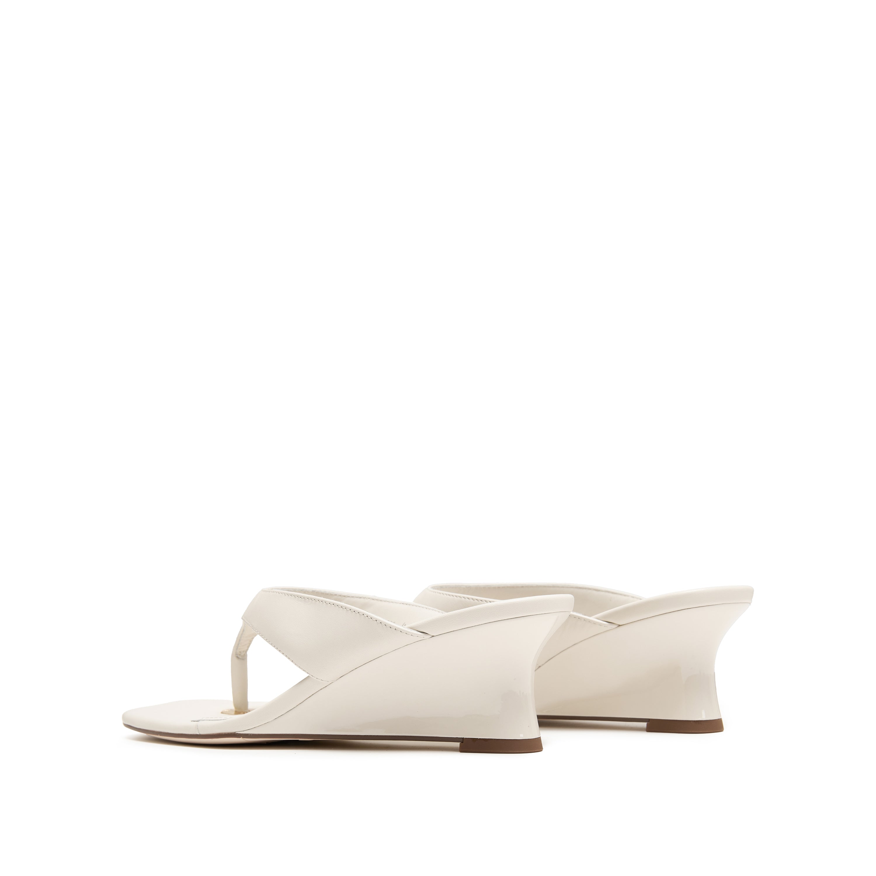 Beige Leather Wedge Flip Flop Snadals