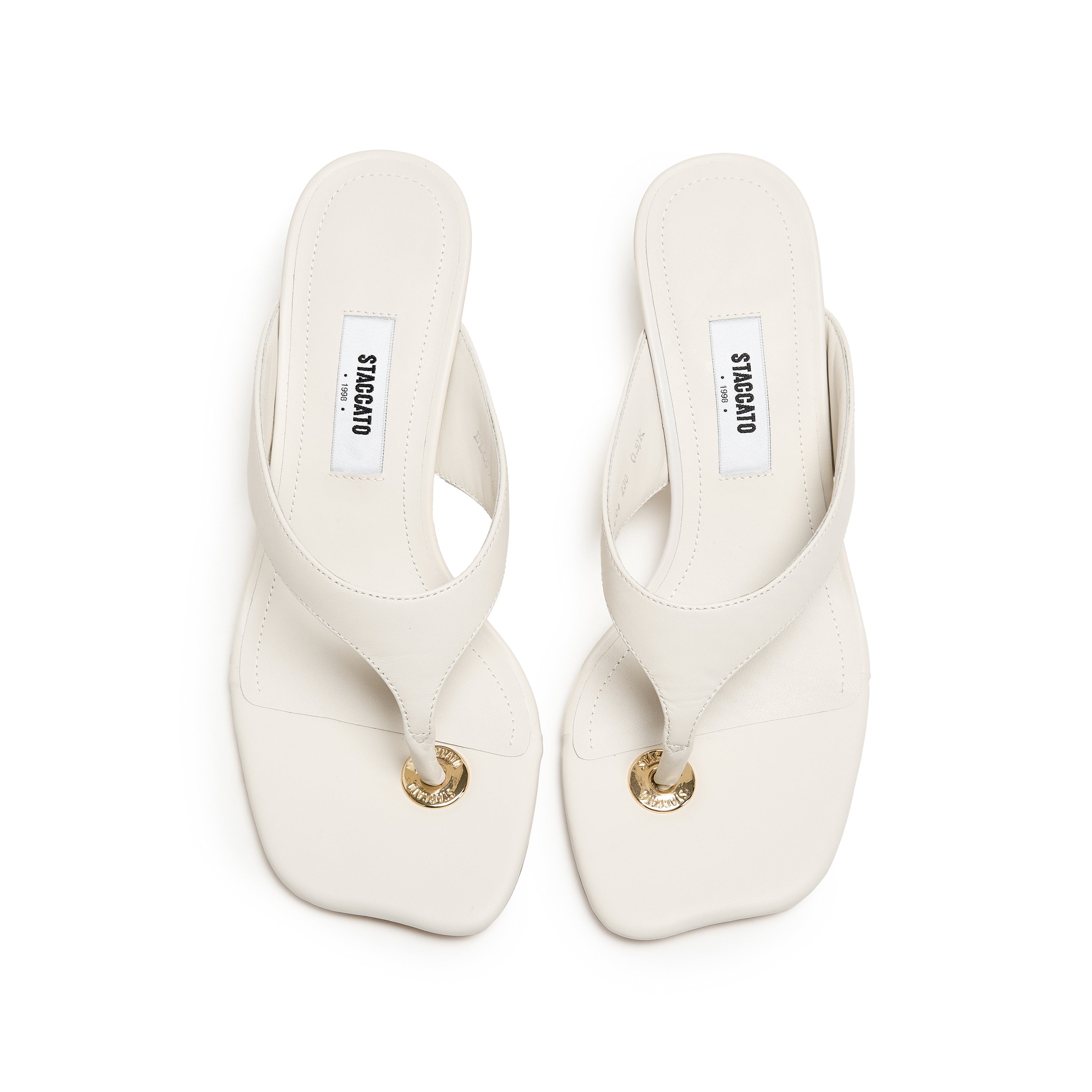 Beige Leather Wedge Flip Flop Snadals