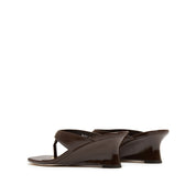 Brown Leather Wedge Flip Flop Snadals