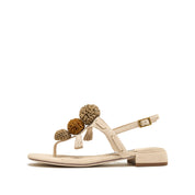 Beige Mini Crystal Lucky Balls Flip-flops Slippers