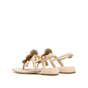 Beige Mini Crystal Lucky Balls Flip-flops Slippers