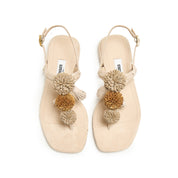 Beige Mini Crystal Lucky Balls Flip-flops Slippers