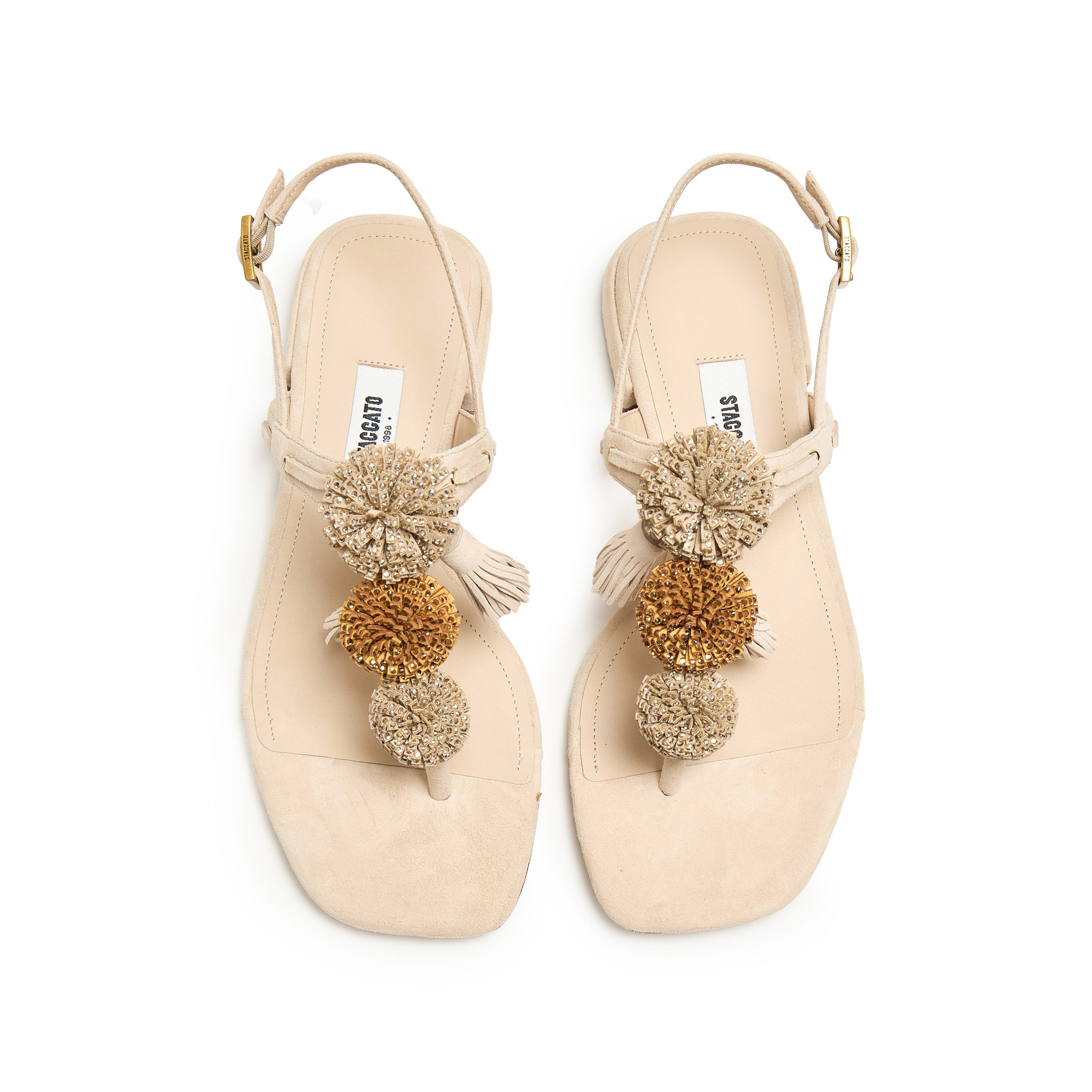 Beige Mini Crystal Lucky Balls Flip-flops Slippers