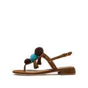 Brown Mini Crystal Lucky Balls Flip-flops Slippers