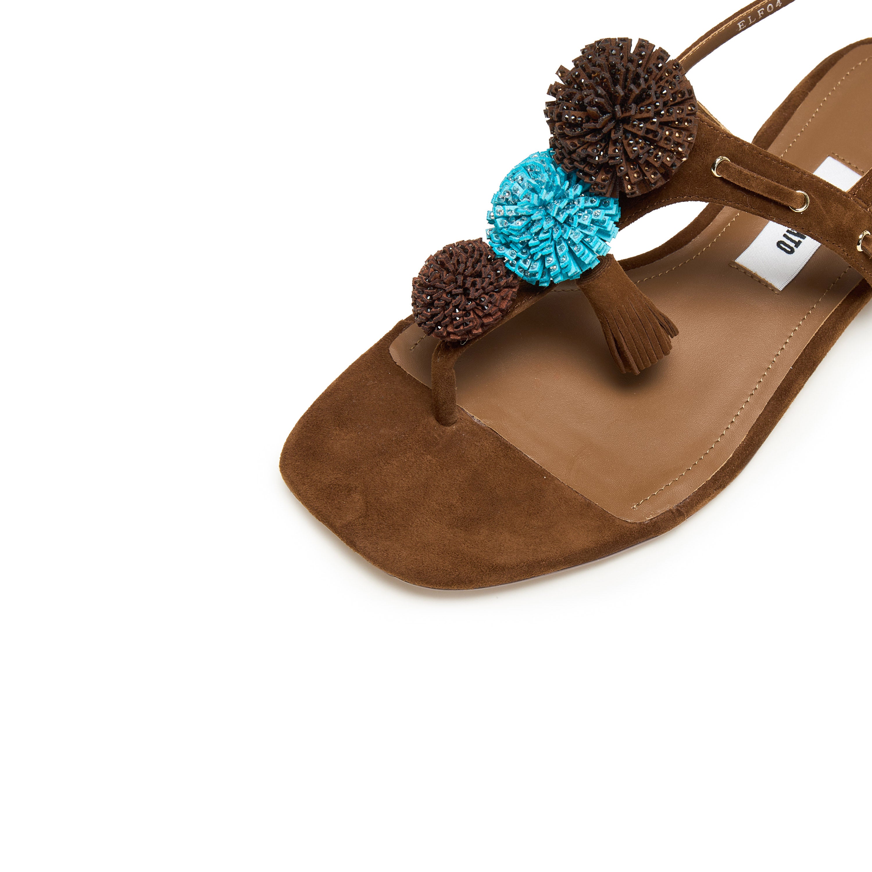 Brown Mini Crystal Lucky Balls Flip-flops Slippers