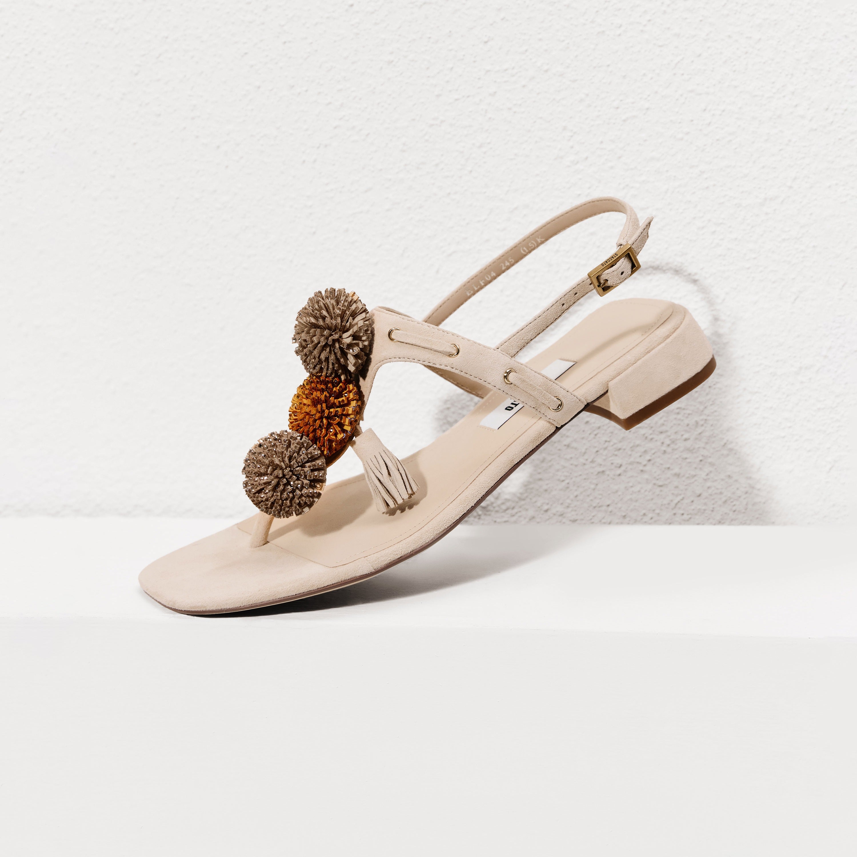 Brown Mini Crystal Lucky Balls Flip-flops Slippers
