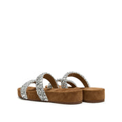 Bownie Suede Crystal-Woven Strappy Sandals