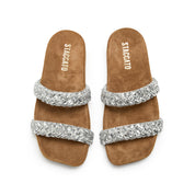 Bownie Suede Crystal-Woven Strappy Sandals